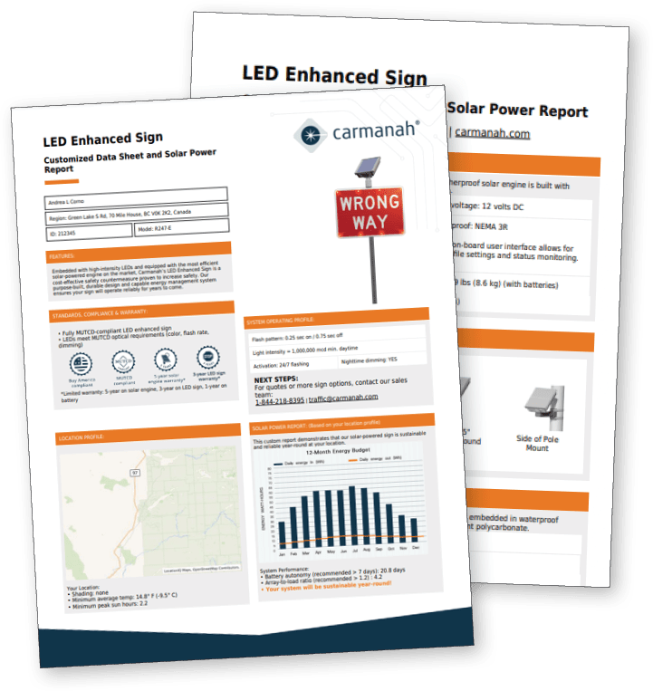 Carmanah Customized Data Sheet and SPR graphic