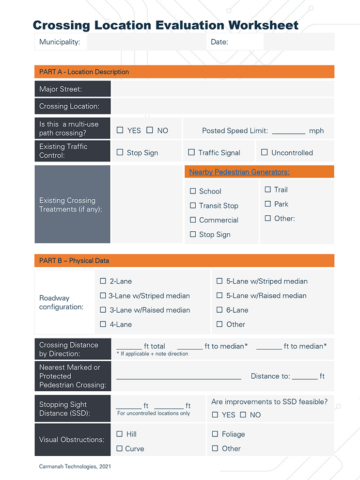 Crossing Location Evaluation Worksheet fillable form screenshot