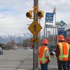 Carmanah's R247C R820C solar-powered LED pedestrian crossing beacons installed by the Utah Department of Transportation