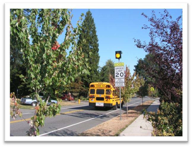 Rapid flashing beacon in school zone