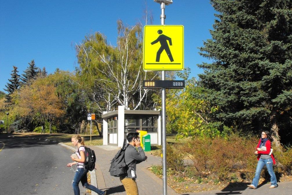 University Campus Crosswalk Gains Pedestrian Safety with Rectangular Rapid Flashing Beacons