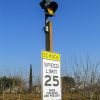 carmanah school zone speed sign beacon on wood post