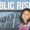 School girl and bus of children from the cover of Public Risk Magazine