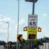 speedcheck radar speed sign on highway in miami, florida