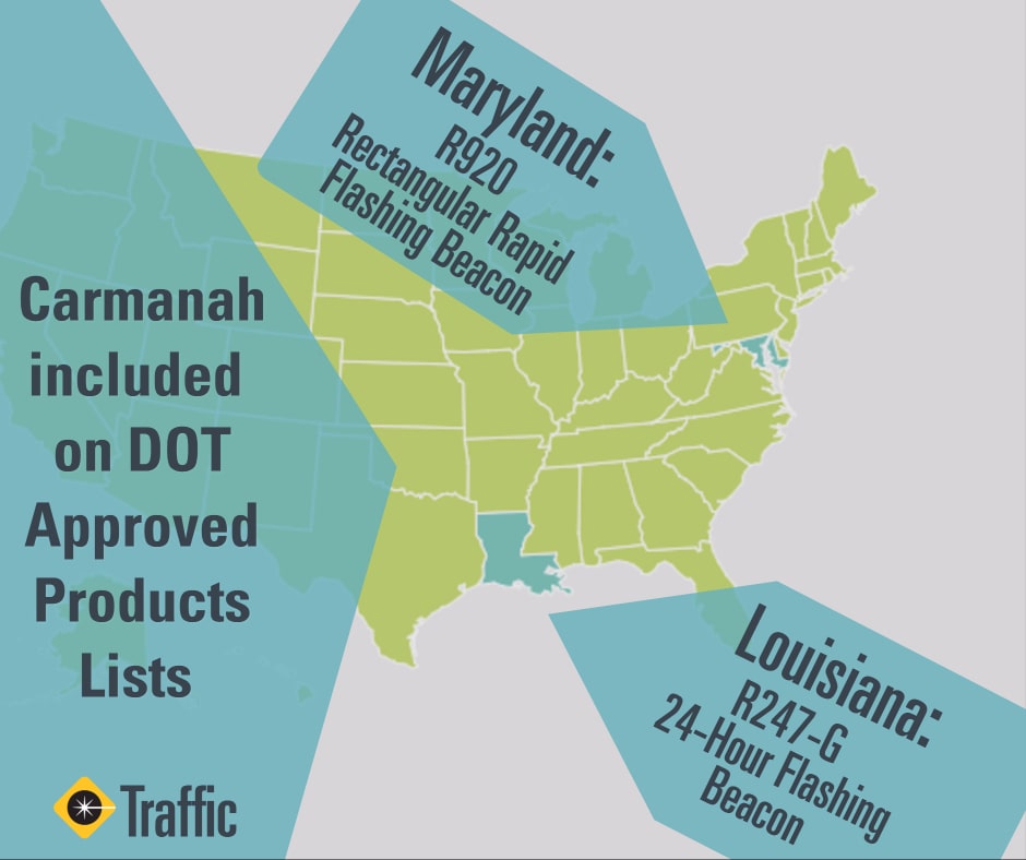 carmanah added to maryland and louisiana department of transportation approved product lists