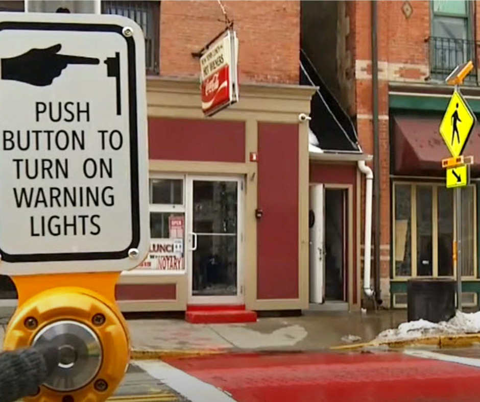 NBC 10 screengrab showing Carmanah RRFB at crosswalk in Woonsocket, Rhode Island