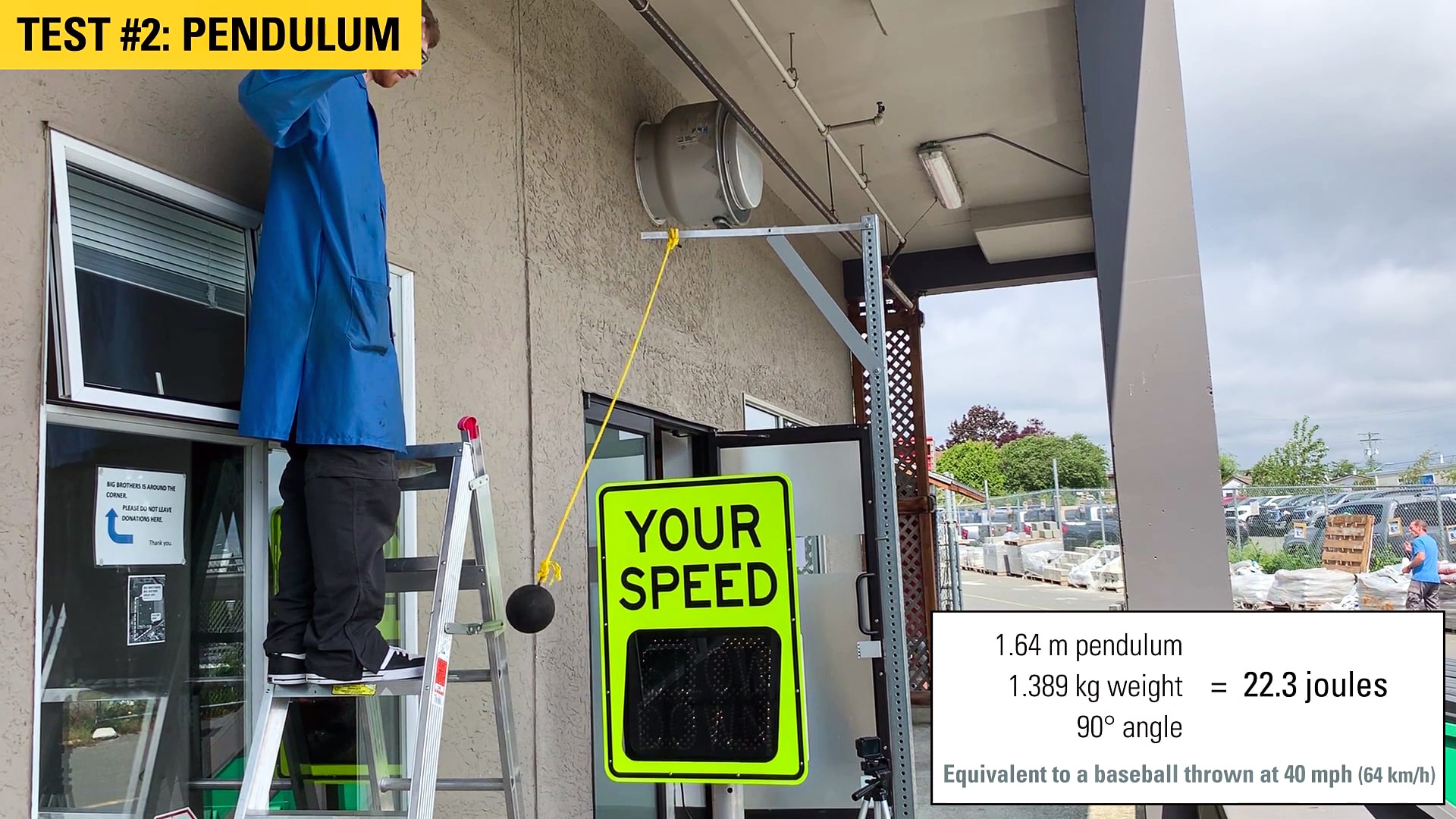 speedcheck radar speed sign pendulum test