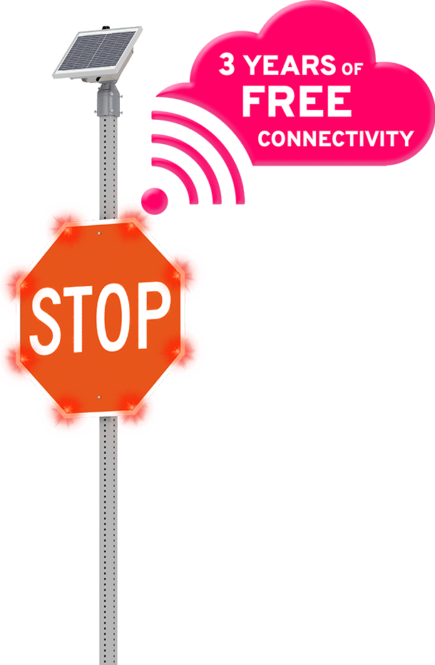 R247-MX LED stop sign with free connectivity hero shot