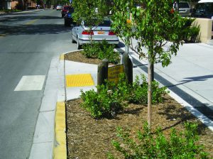 example of a curb extension at a crosswalk