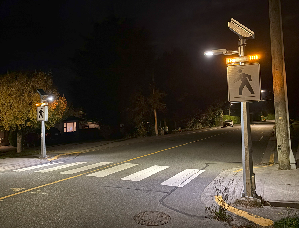 Crosswalk lighting a crosswalk at night