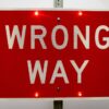 r5-1a wrong way led enhanced sign with background